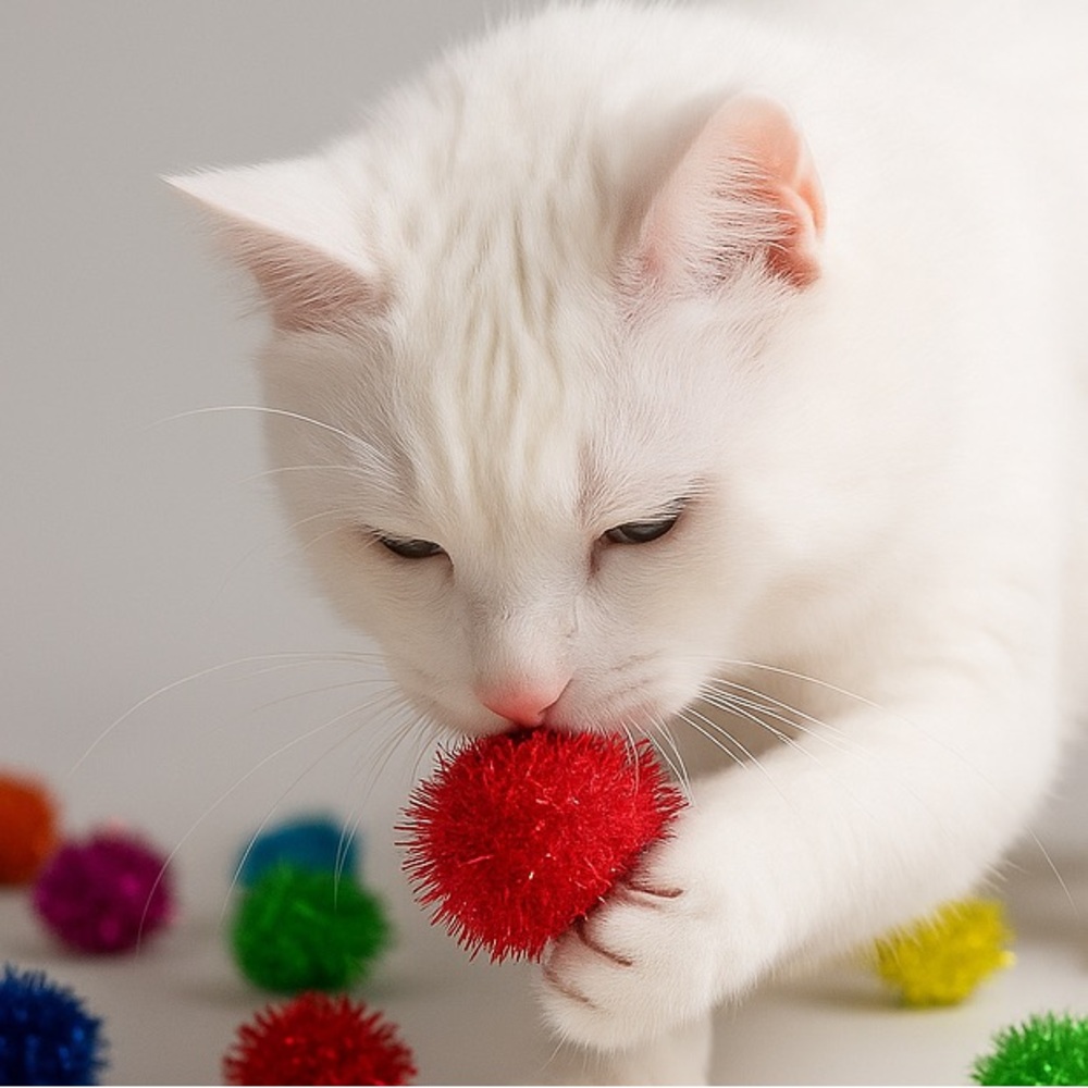 🐈 Cat Toys interactive balls rattle sparkly 10pc